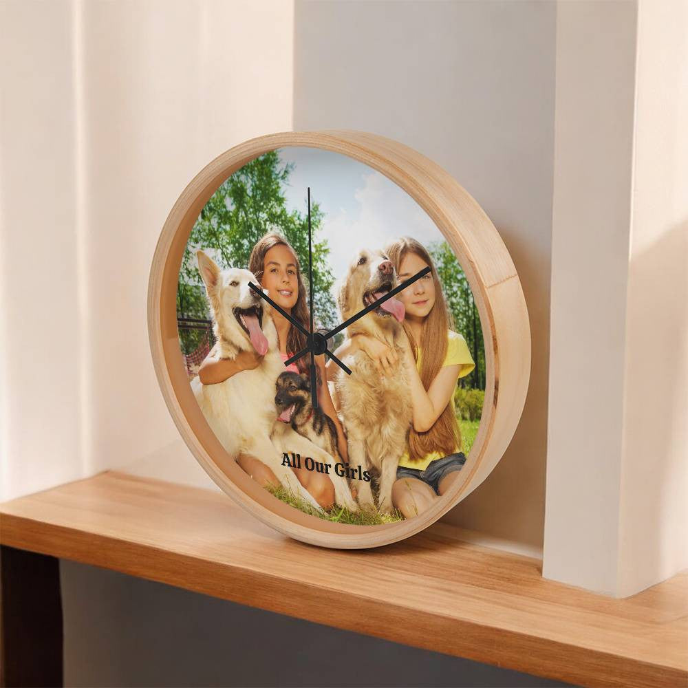 Custom Photo Clock with Wooden Frame