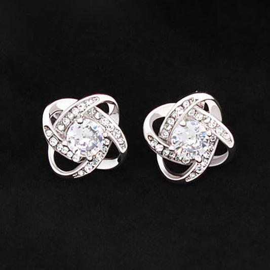 Earrings Love Knot Cubic Zirconia - ONLY SOLD WITH NECKLACE