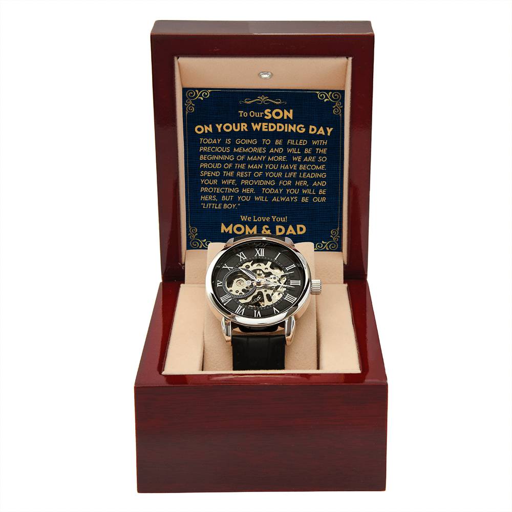 Parent's Gift to Son | Wedding Gift | Men's Openwork Watch