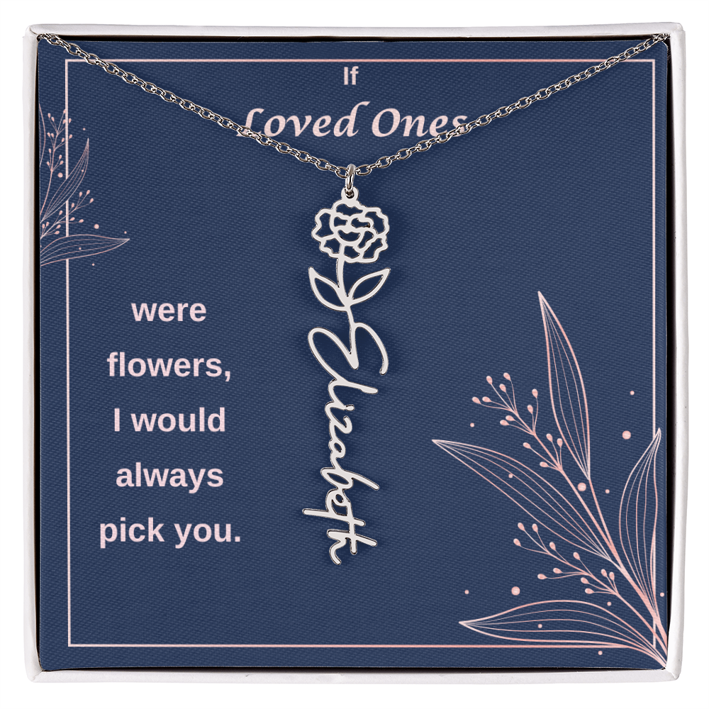 Birth Flower Name Necklace