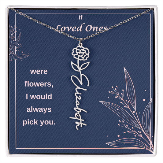 Birth Flower Name Necklace