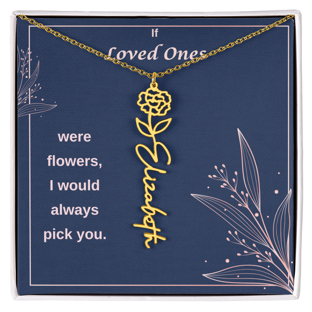 Birth Flower Name Necklace