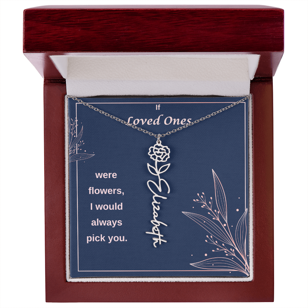 Birth Flower Name Necklace