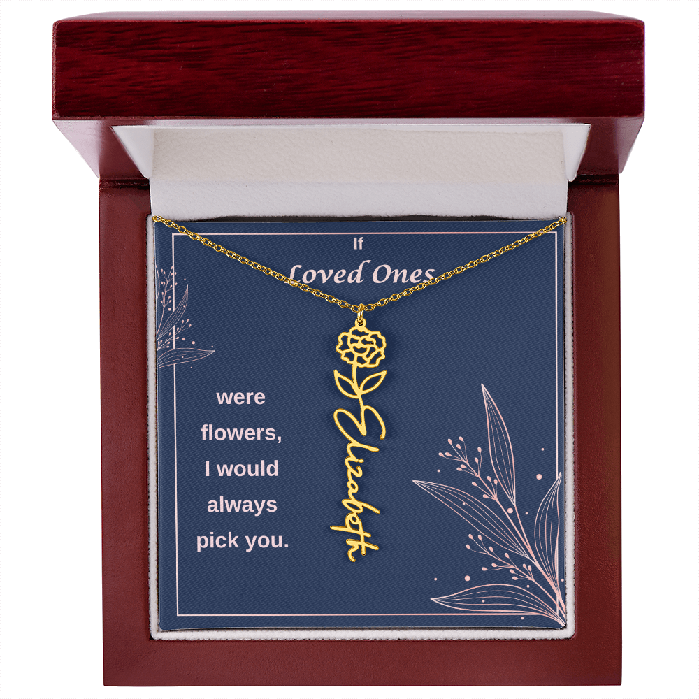 Birth Flower Name Necklace