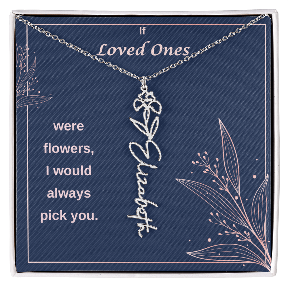 Birth Flower Name Necklace
