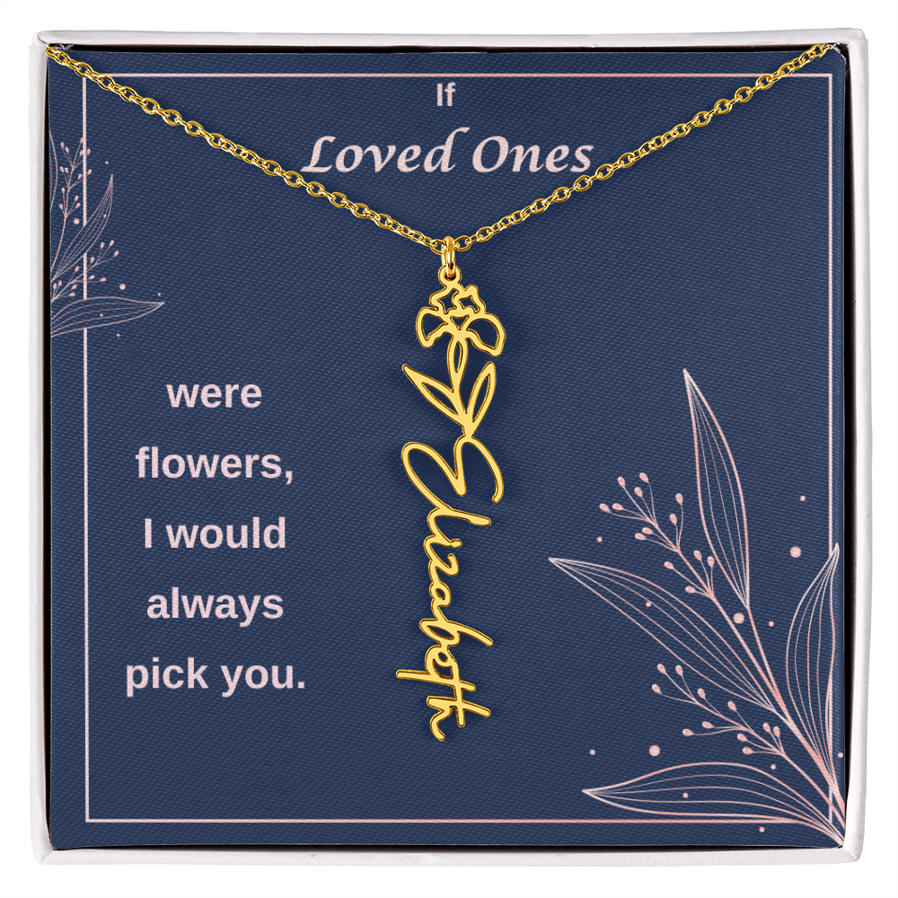 Birth Flower Name Necklace