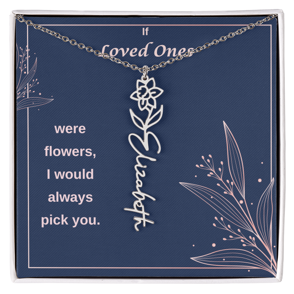Birth Flower Name Necklace