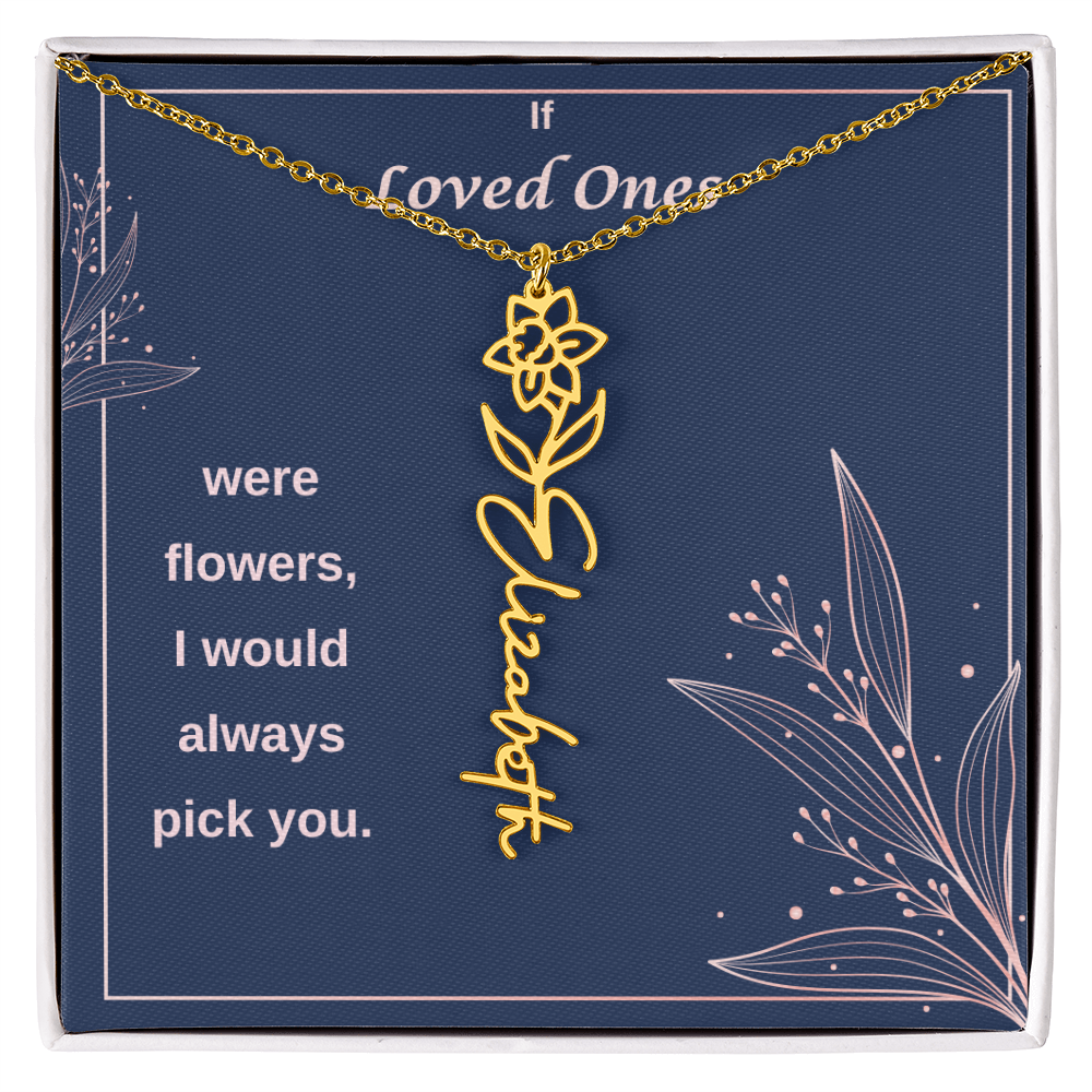 Birth Flower Name Necklace