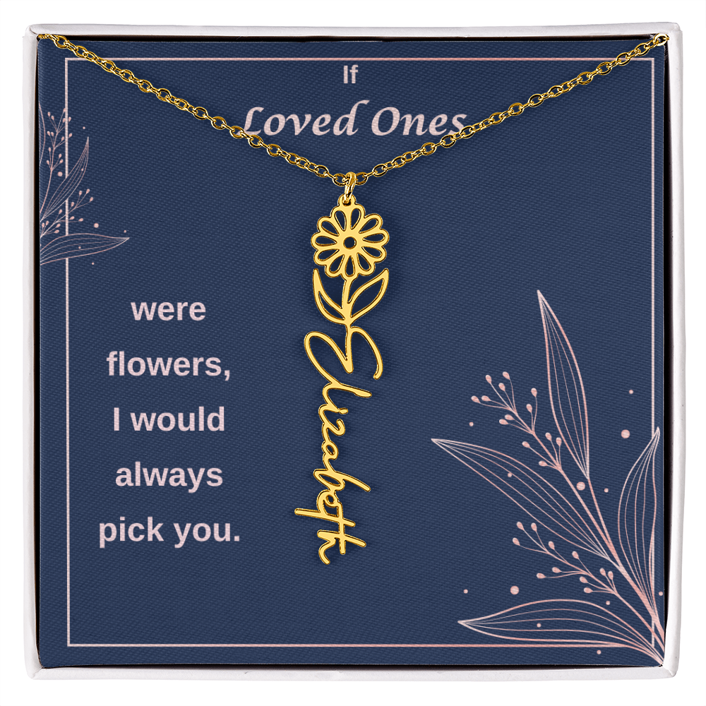 Birth Flower Name Necklace