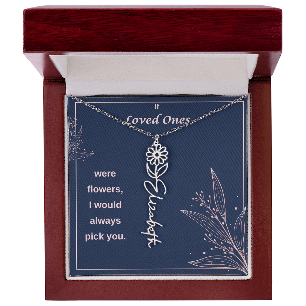 Birth Flower Name Necklace