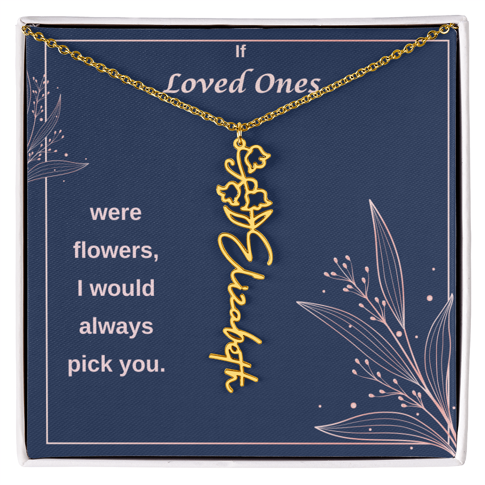 Birth Flower Name Necklace