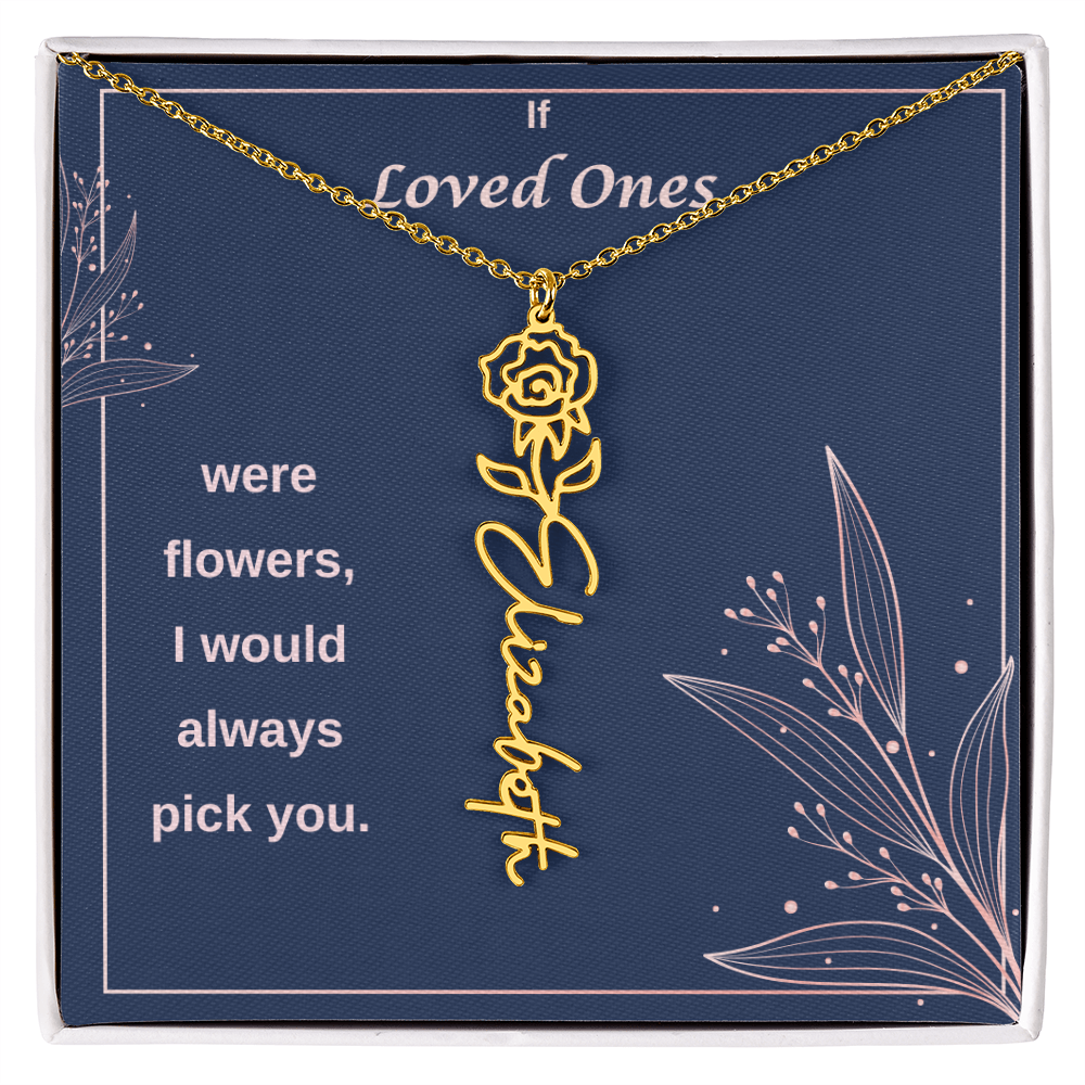 Birth Flower Name Necklace