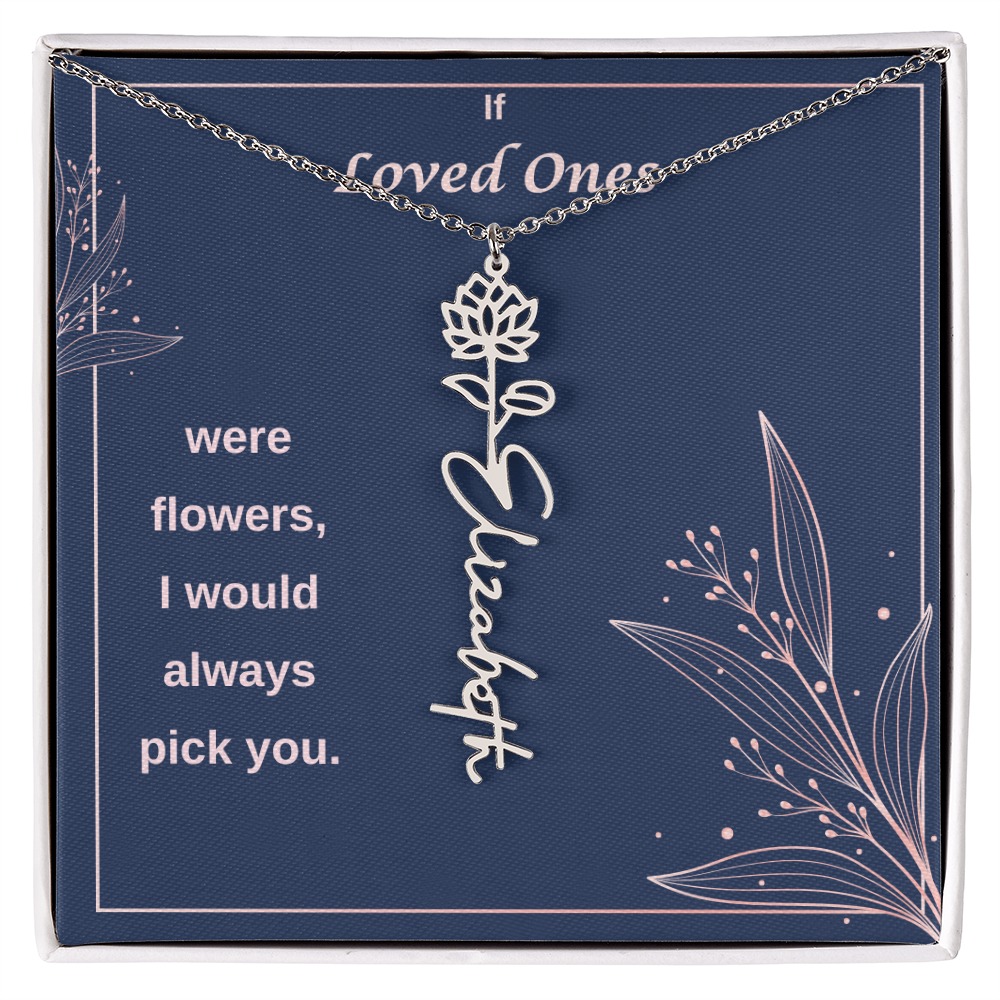 Birth Flower Name Necklace