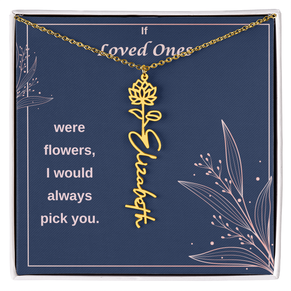 Birth Flower Name Necklace