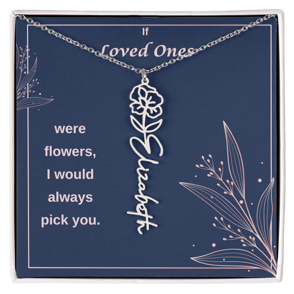 Birth Flower Name Necklace
