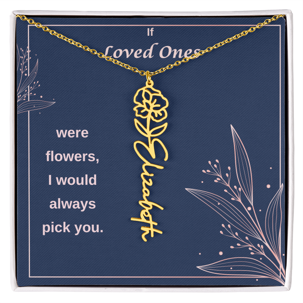 Birth Flower Name Necklace