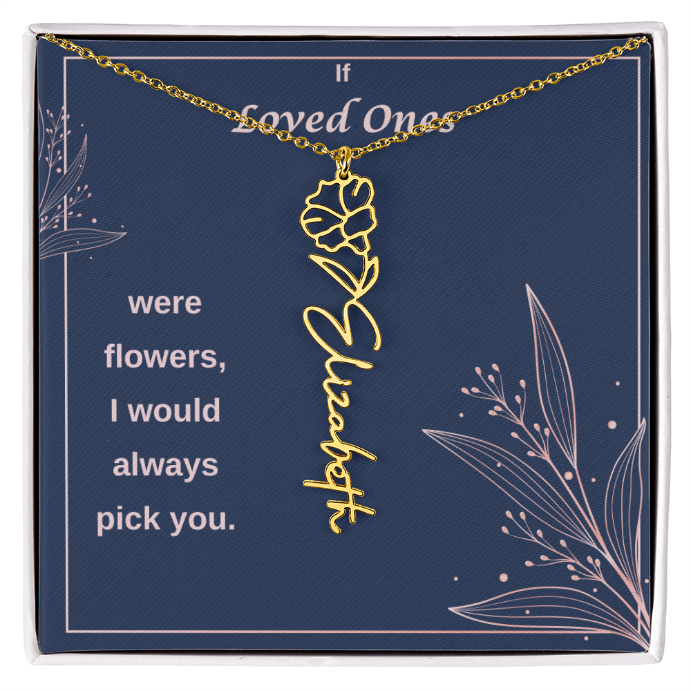 Birth Flower Name Necklace