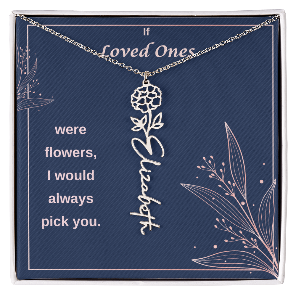 Birth Flower Name Necklace