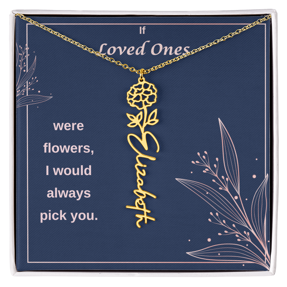 Birth Flower Name Necklace