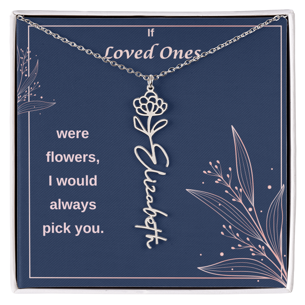 Birth Flower Name Necklace