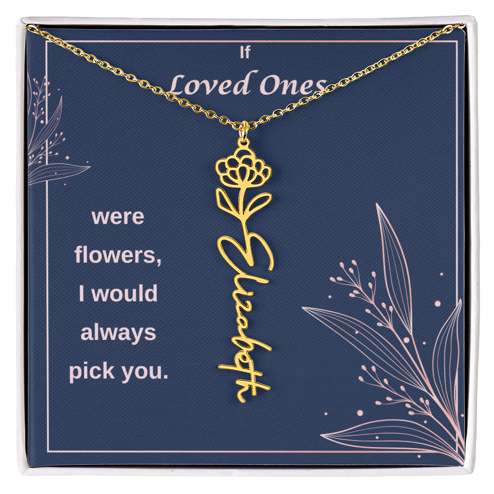 Birth Flower Name Necklace