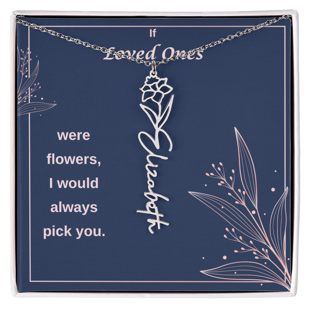 Birth Flower Name Necklace