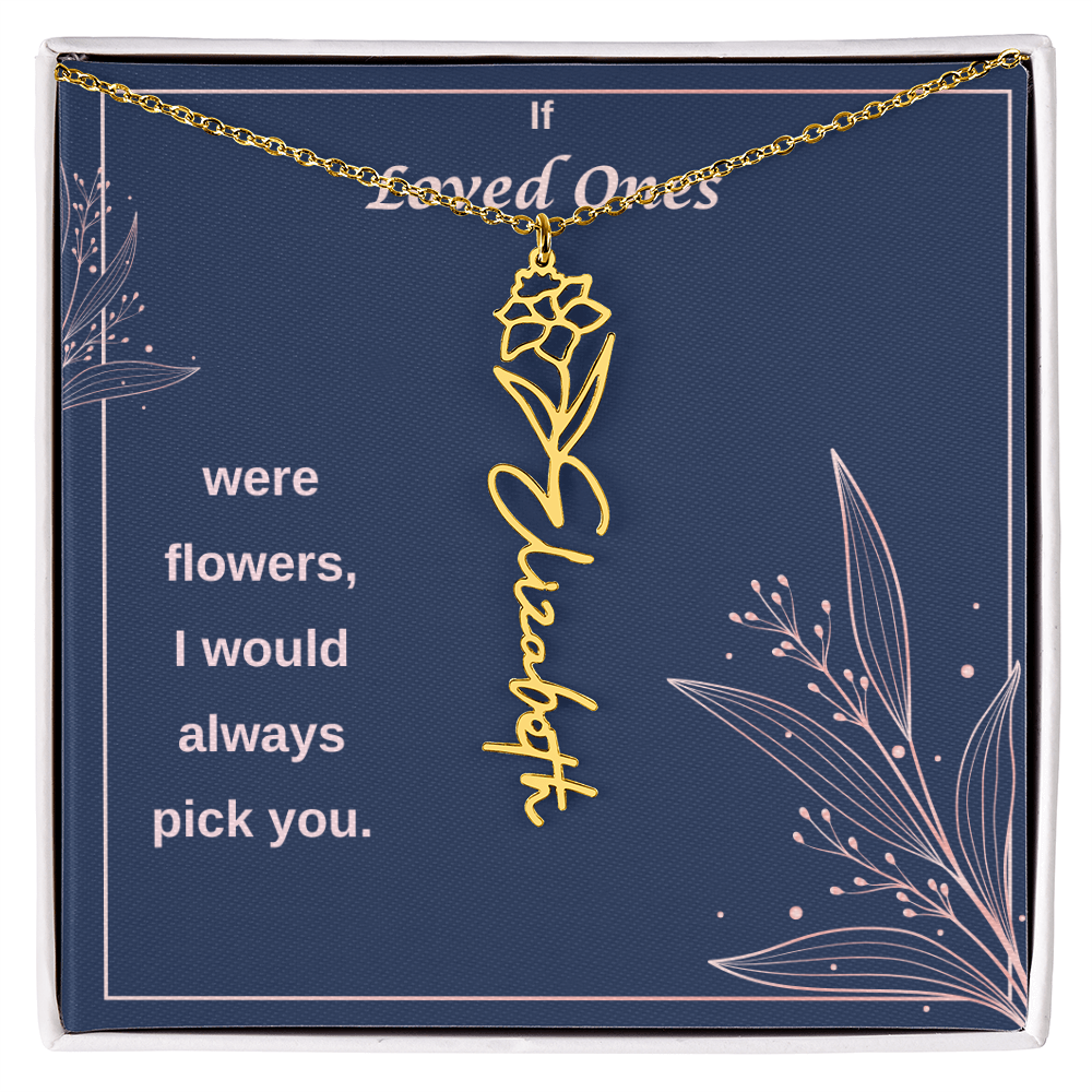 Birth Flower Name Necklace