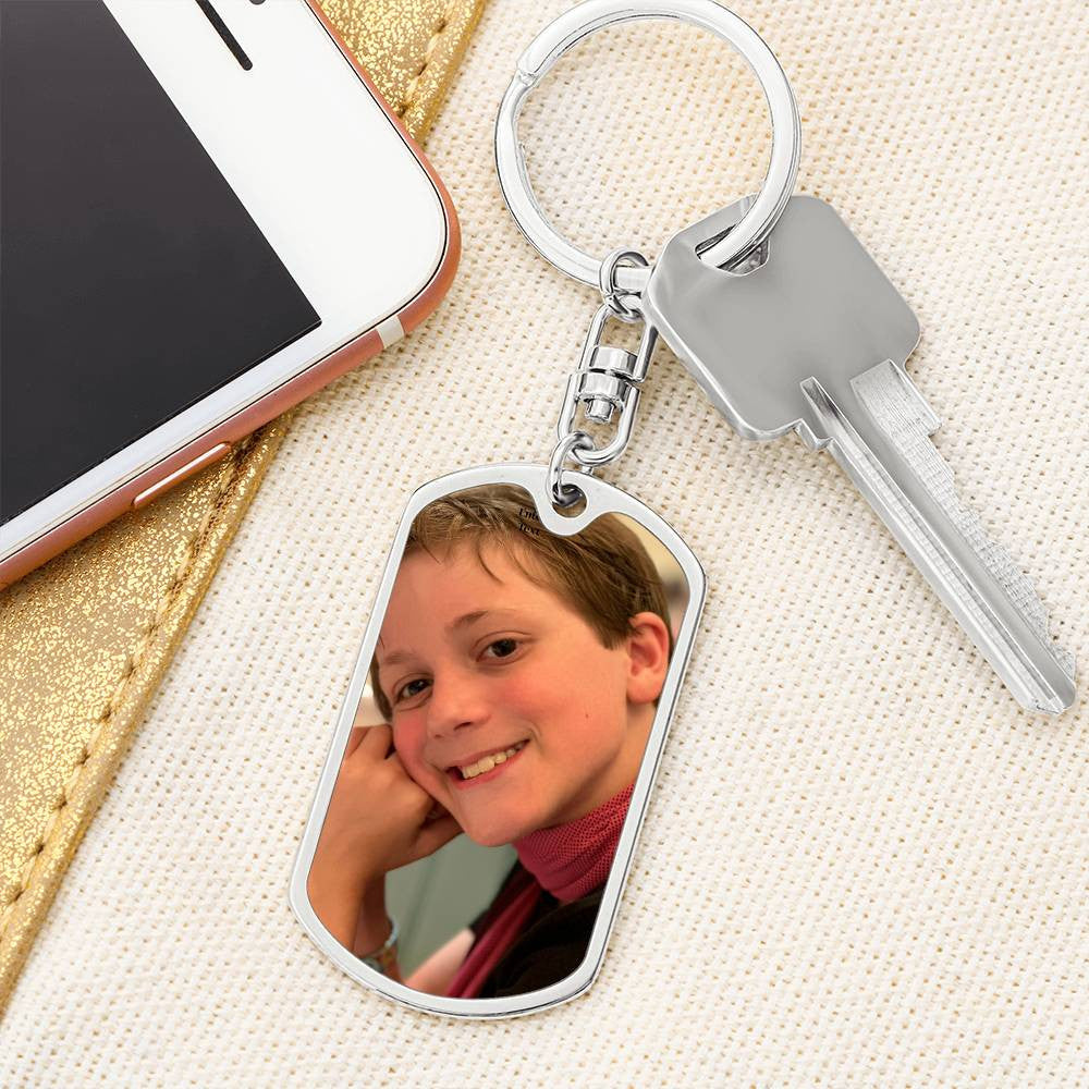 Dog Tag Photo on Swivel Keychain Engrave Option