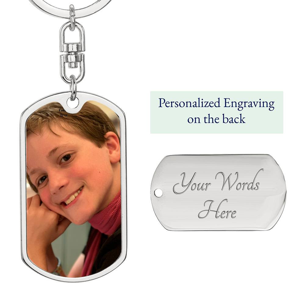 Dog Tag Photo on Swivel Keychain Engrave Option