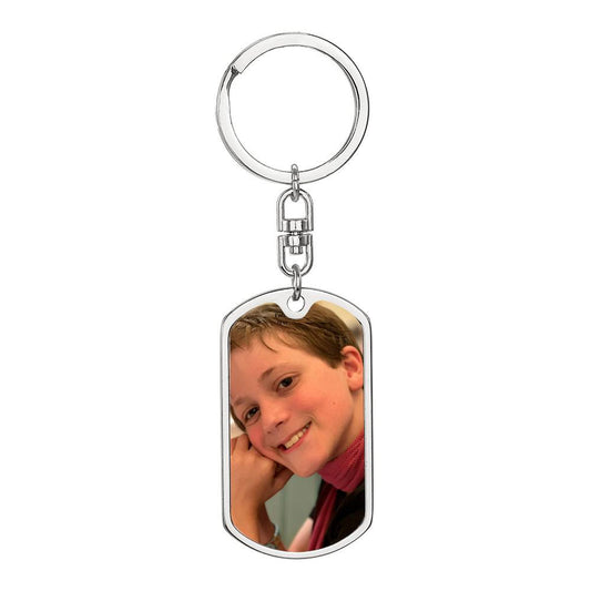 Dog Tag Photo on Swivel Keychain Engrave Option