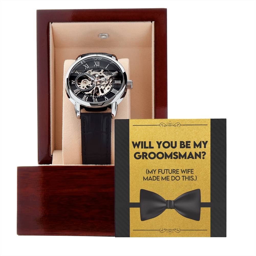 Groomsman Gift | Wedding Gift | Men's Openwork Watch