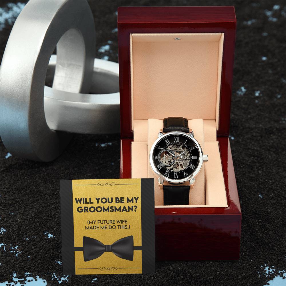 Groomsman Gift | Wedding Gift | Men's Openwork Watch