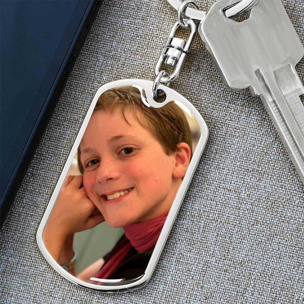 Dog Tag Photo on Swivel Keychain Engrave Option