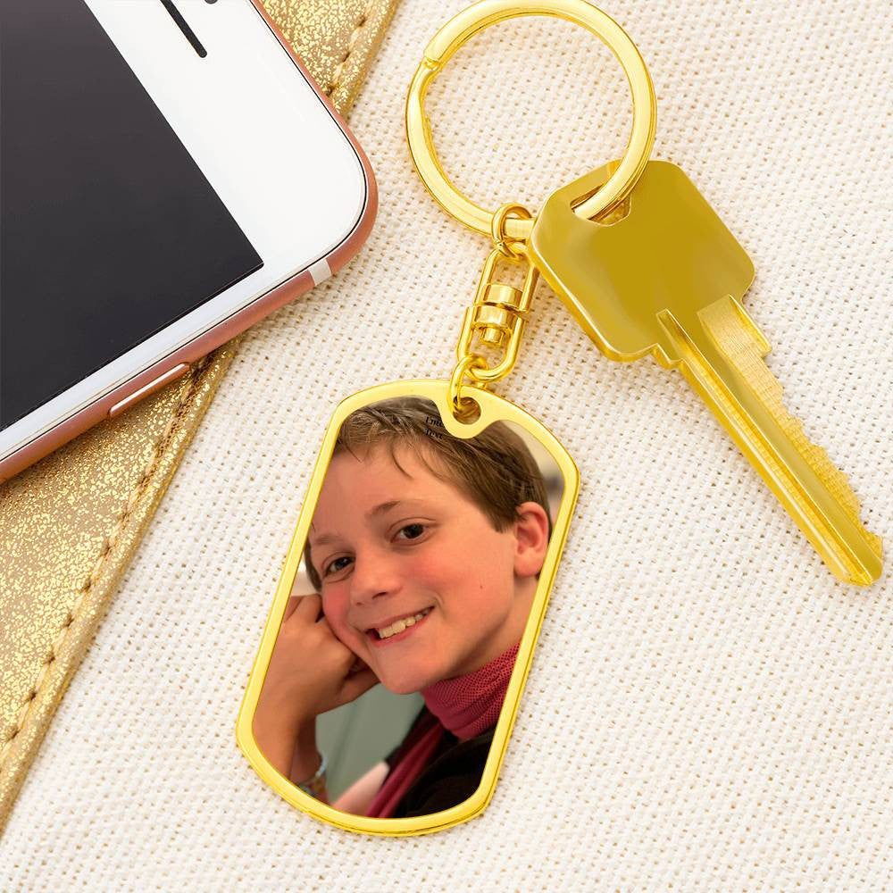 Dog Tag Photo on Swivel Keychain Engrave Option